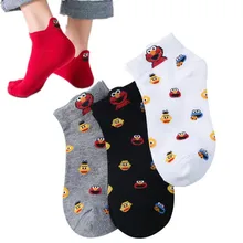 Новое поступление, короткие носки женские повседневные хлопковые носки на весну и осень женские носки с героями мультфильма «Улица Сезам» и «Улица Сезам»