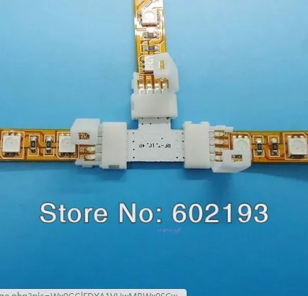 

"T" type solderless led connector, 10mm width ,4PIN ,used in led strip light 5050 RGB color
