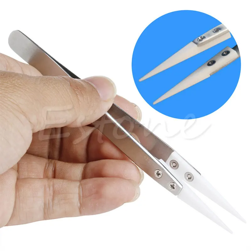 

Heat Resistant Stainless Steel Ceramic Tweezers Pointed Tip For Coils