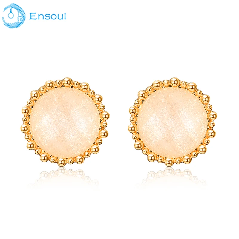 

ENSOUL New Style Earring Eardrop Ear Nail Round Shape Metal For Girl Women Birthday Gift Fashion Elegance Classic Trendy Copper