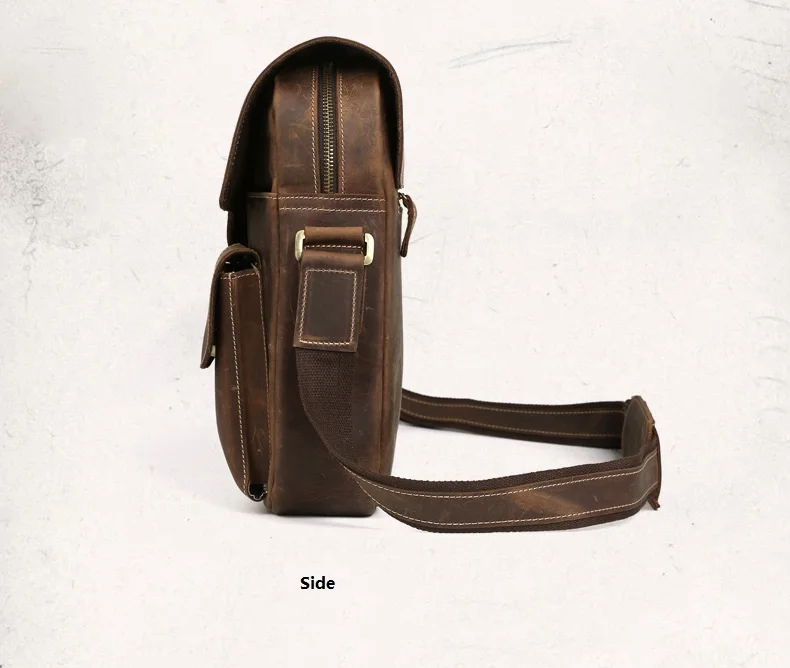 Crazy horse couro do vintage bolsa mensageiro