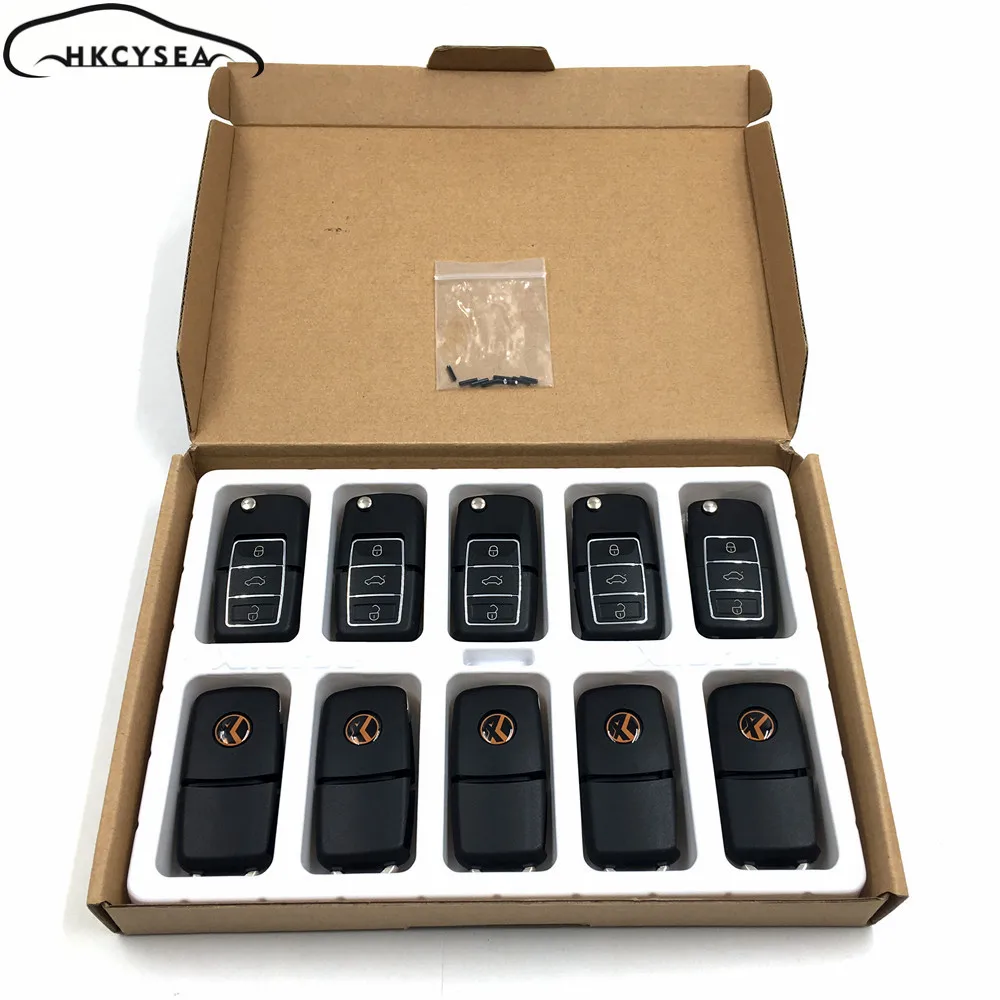 

HKCYSEA 10pcs/lot 3 Button Remote Key Luxury Black for VW B5 Style English Language for Xhorse VVDI Key Tool