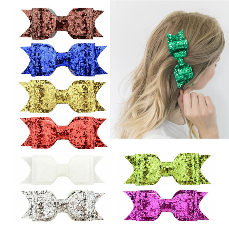 

3.75 Inch Little Girls Lovely Boutique Ribbon Hair Bow Hair Clips Hairpins Bling Bling Fashion Women Children Hair Accessories