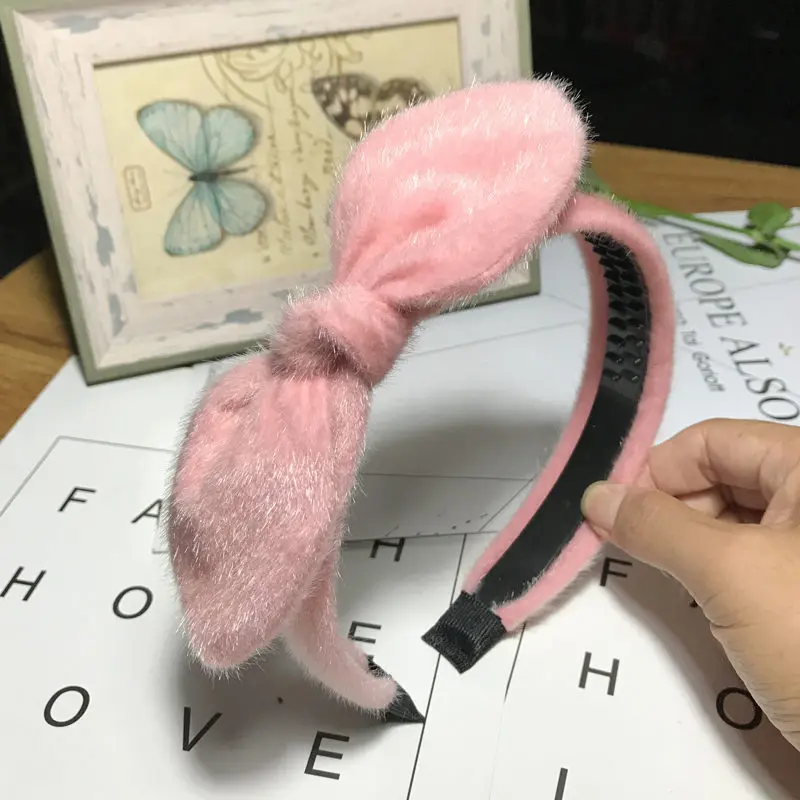 

Faux Rabbit Fur Hairband Rabbit Ears Cloth Bow Headband Women Girls Hair Head Hoop Bands Accessories for Girl Hairbands Headwear
