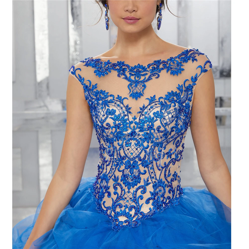 Элегантный Совок Вышивка бисером бальное платье органза на шнуровке vestidos de quinceaneras vestidos de 15 anos пышные платья