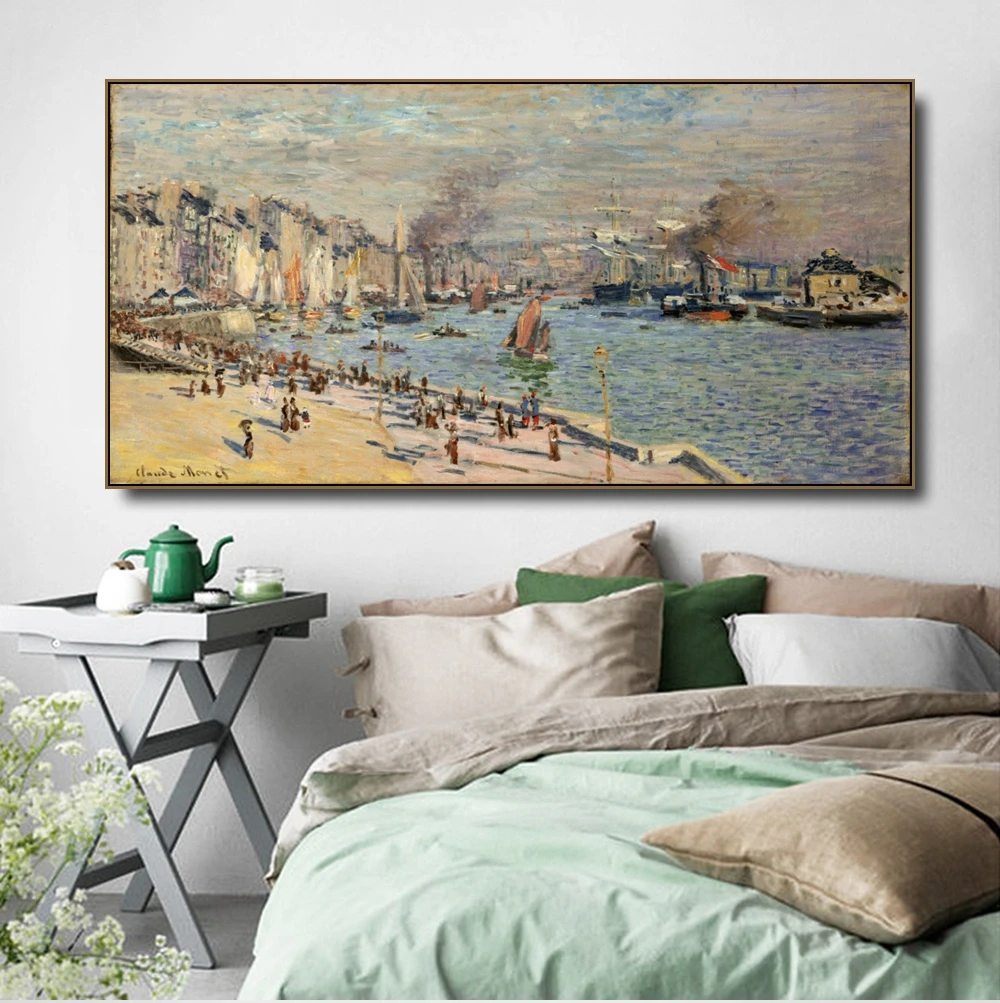 Port of Le Havre by Monet холст живопись и каллиграфия постер с принтом Декор стен для дома