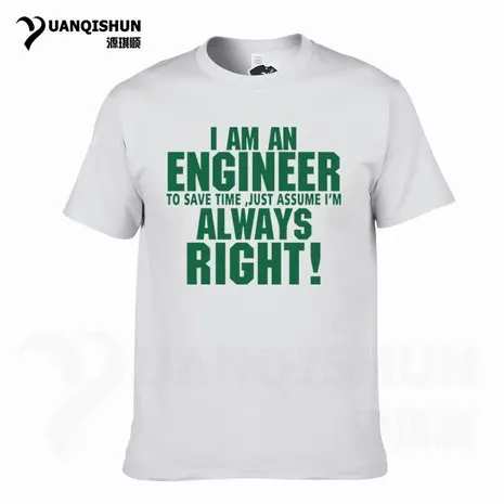 Футболка YUANQISHUN с надписью «TRUST ME I AM ENGINEER ALWAYS RIGHT», модная повседневная Уличная забавная футболка