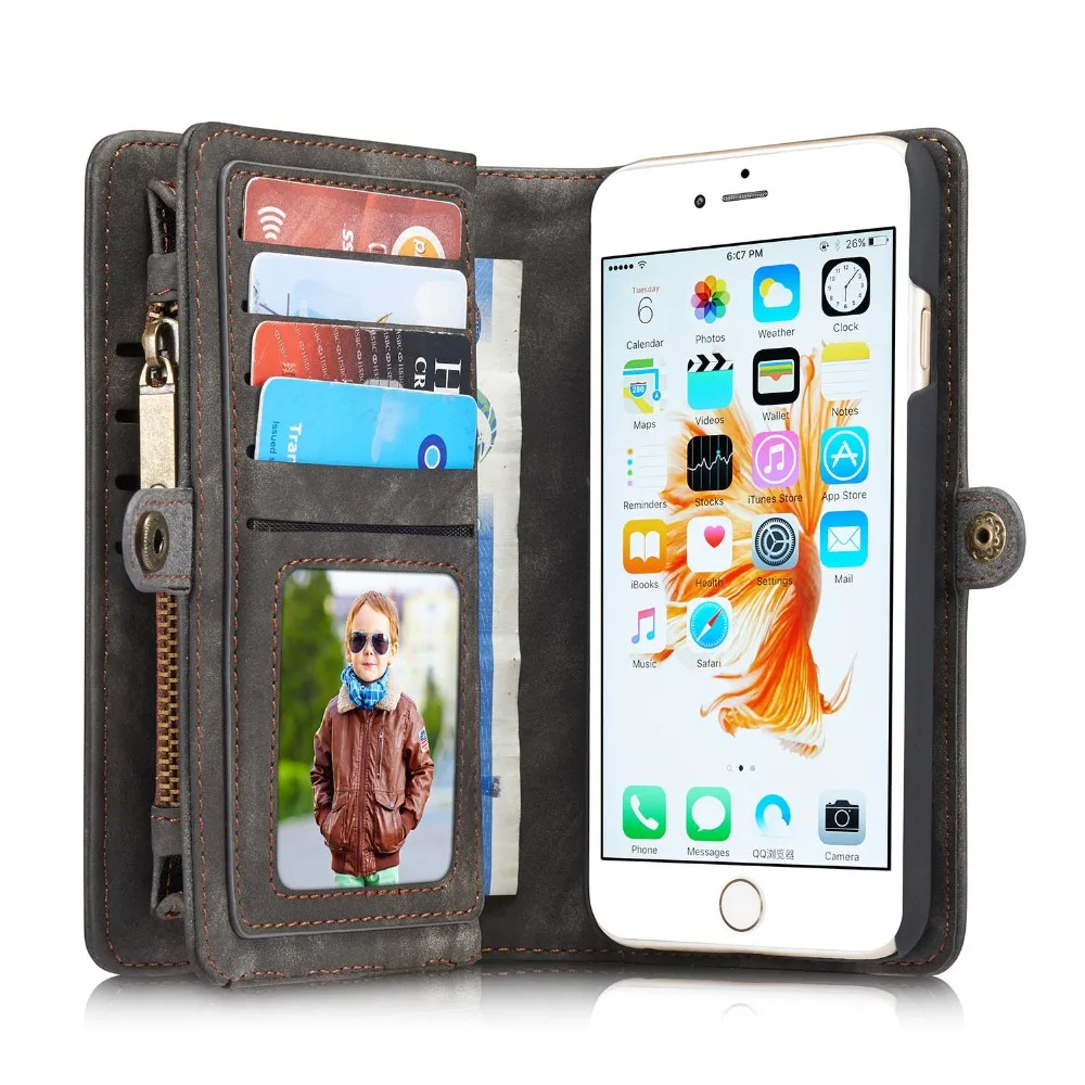 bilder für CaseMe Luxus Echtem Leder Brieftasche Flip Phone Bags Koffer Coque Fall für Apple iPhone 6 Plus Fall iPhone 6 S 7 Plus Capa abdeckung bilder für CaseMe Luxus Echtem Leder Brieftasche Flip Phone Bags Koffer Coque Fall für Apple iPhone 6 Plus Fall iPhone 6 S 7 Plus Capa abdeckung