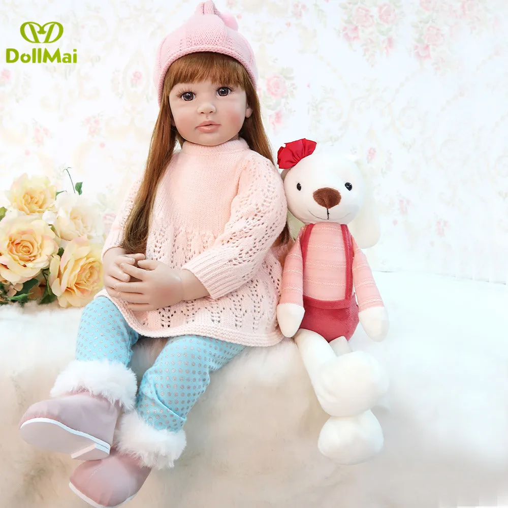 

60cm Silicone Reborn Girl Baby Doll Toys Vinyl newborn Pink Princess Toddler modeling doll Birthday Gift Limited Edition Doll