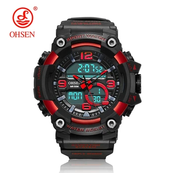 

OHSEN Digital Quartz Military Sport Watches Men Alarm 50M Waterproof LED Light Shock Red Fashion Wristwatches Relogio Masculino