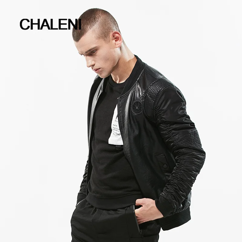 

CHALENI latest men's jacket casual features badge men's clothing leather high-end men's PU jacket fashion warmth QC-A107-2-109