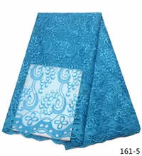 African Tulle Lace Fabric Sky Blue 2019 French Lace Fabric High Quality With Stones Nigerian Embroidery Tulle French Lace 161