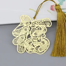 1 шт. Fuyu латунь Искусство Классический китайский стиль креативные полые металлические кисточки закладки точность дзен Изысканные Подарки