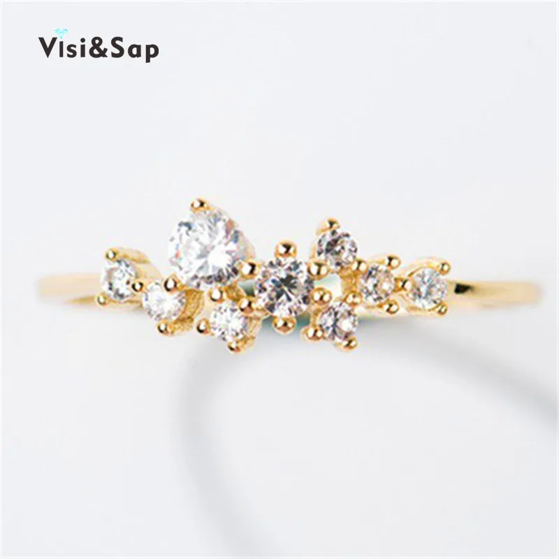 

Visisap Korea Style Fine Finger Rings for Women Gold Color Ring Elegant Lady Accessories Wholesale Jewelry Dropshipping B2466