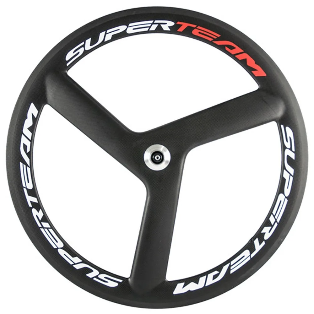 SUPERTEAM 700C карбоновый шоссейный комплект колес Tri Spoke 56 мм Глубина 23 мм ширина Clincher углеродный фиксированный редуктор трек 3 спицы колеса