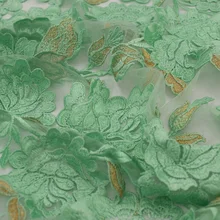 Высококачественная зеленая однотонная Пионовая сетчатая кружевная вышитая ткань для летнего платья telas por metros tissu au metre vestido DIY