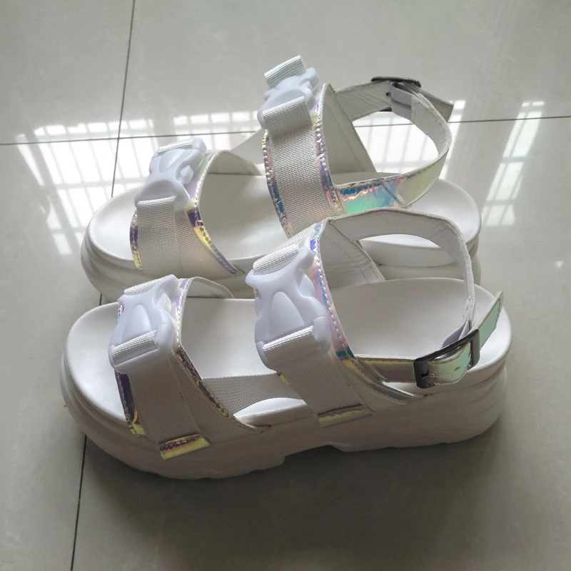 E TOY WORD 8cm Platform sandals Female Wedge High Heels Shoes Women Hook & Loop Leather Summer Zapatos Mujer Women Sandals 2019