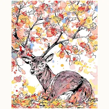 

Fancy Deer Abstract painting By Numbers module Picture by number pictures Unique Gift Home Decor for friends office decoration