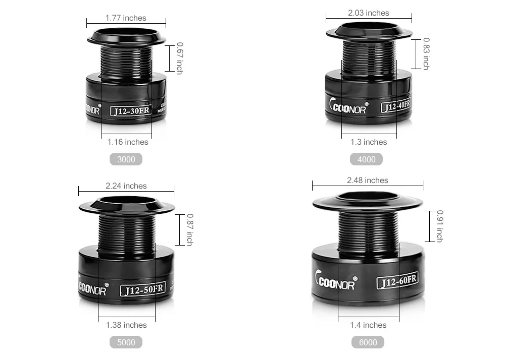 COONOR J12 3000 4000 5000 6000 9+ 1BB металлическая катушка Рыболовная катушка с двойными Т-образными ручками