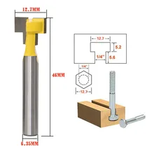 1 шт. деревообрабатывающий инструмент 1/4 дюйма, хвостовая фреза с твердосплавными режущими пластинами Т-образное гнездо замка отверстие фрезы дерева измельчители инструмент 1/2 дюйма Диаметр