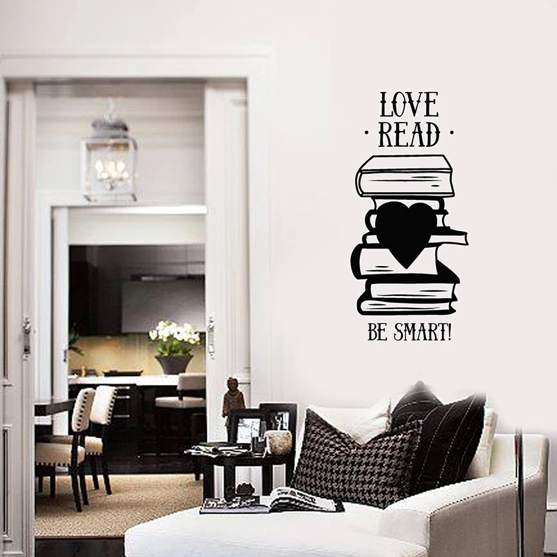 

Books Quote Vinyl Wall Stickers Smart Phrase Library Reading Room Decal Mural Removable Bedroom Deco Home Decoration W236