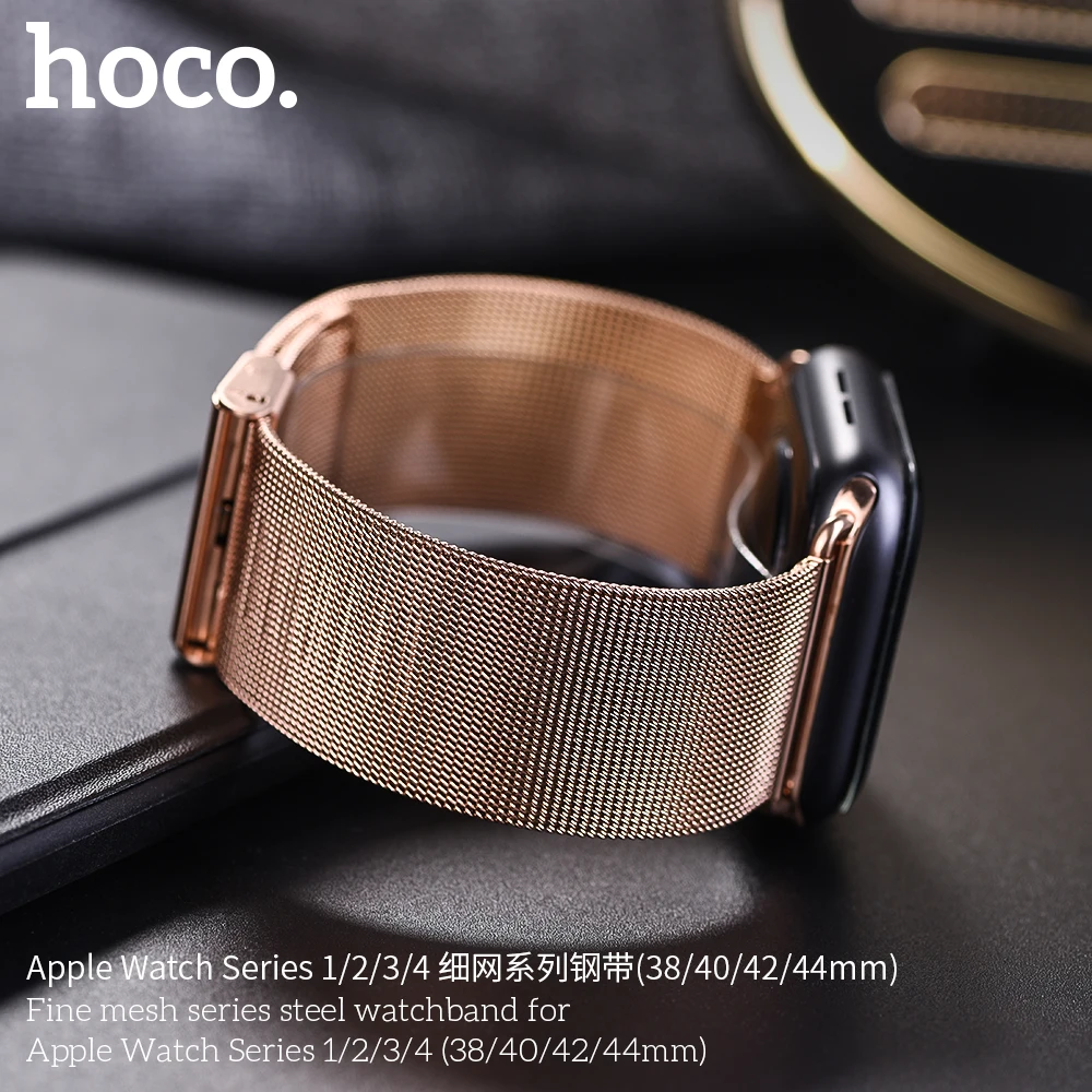 HOCO Нержавеющая Сталь Band для Apple Watch Series 5 4 3 2 1 iWatch 38 мм 44 мм 40 мм Милан Луп Двойная пряжка Женщины Мужчины Браслет