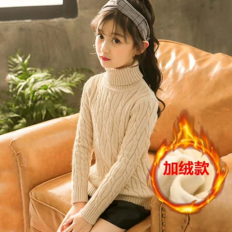 Turtleneck Sweater For Girls Teenager Kids Ribbed Sweater 2018 Toddler Girl Winter Velvet Warm Christmas Sweater 9 10 Kerst Trui Turtleneck Sweater For Girls Teenager Kids Ribbed Sweater 2018 Toddler Girl Winter Velvet Warm Christmas Sweater 9 10 Kerst Trui