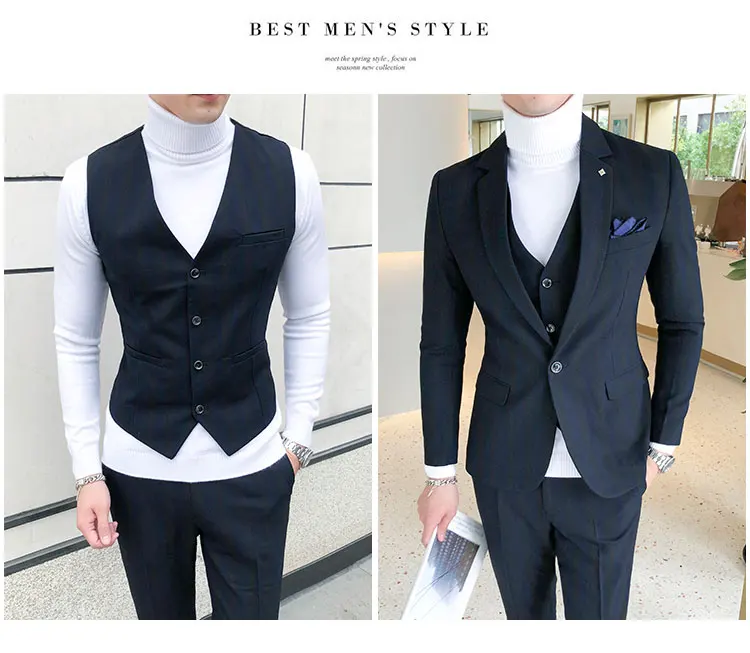 3piece Men Suit Fashion Plus Size Autumn Wedding Suits For Men Slim Fit Casual Groom Tuxedo Young Man Formal Wear 5XL-S Hot