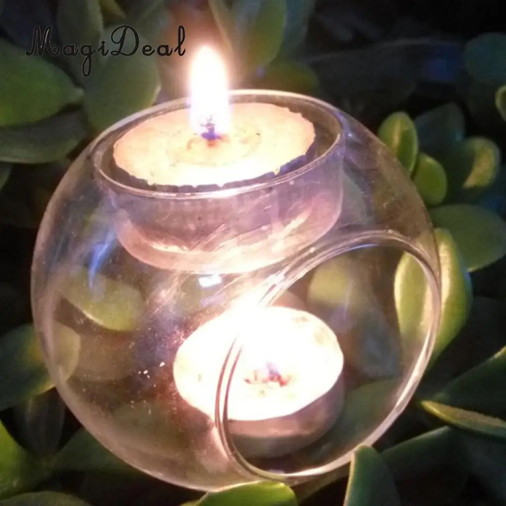 Elegant Tea Light Glass Candle Holders Wedding Table Centrepiece Wax Pillar Case  8-12cm