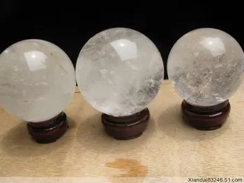 

3 CLEAR NATURAL QUARTZ CRYSTAL BALL+ 3 STAND