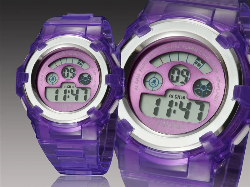 OHSEN водостойкие детские часы для мальчиков и девочек светодиодный цифровой силиконовые спортивные часы дети будильник Дата повседневные
