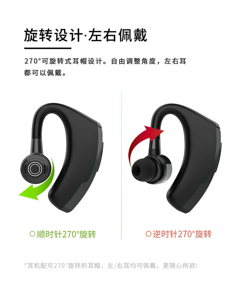 Fast Charging V10 Earphone Handsfree Business Bluetooth 5.0 Headphone Mic Voice Control Wireless Headset For Xiaomi iphone so on