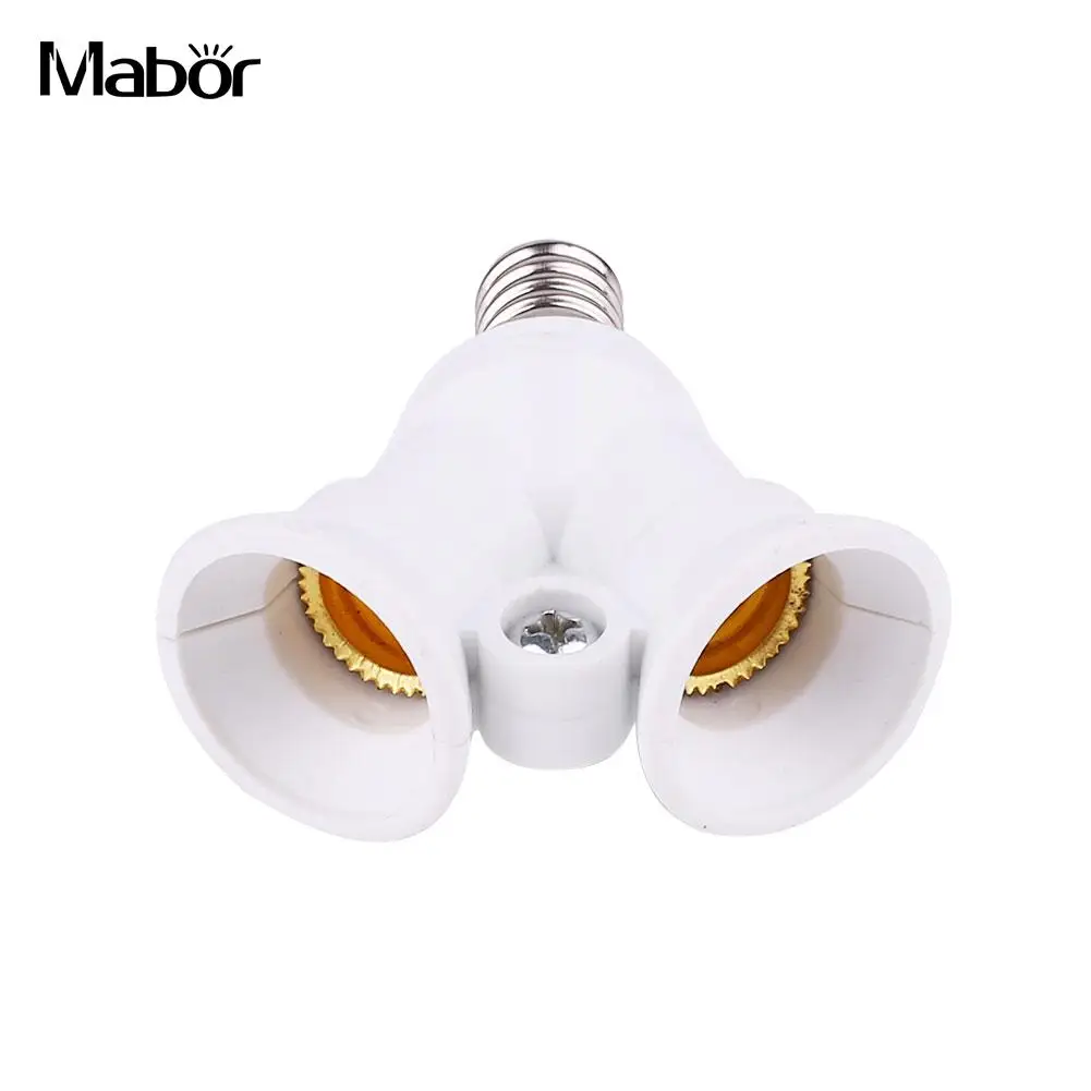 

LED E14 To 2 E14 Lamp Holder Adapter Bulb Holder Energy Saving White AC220-230V