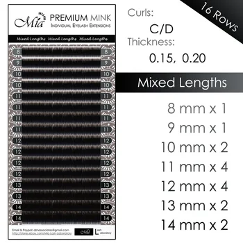 

[0.12/0/15 J/B/C/D/DD/D+/L 8-15mm/Mixed Length] Mia Semi Permanent Synthetic Mink Eyelash Extension Round Lashs