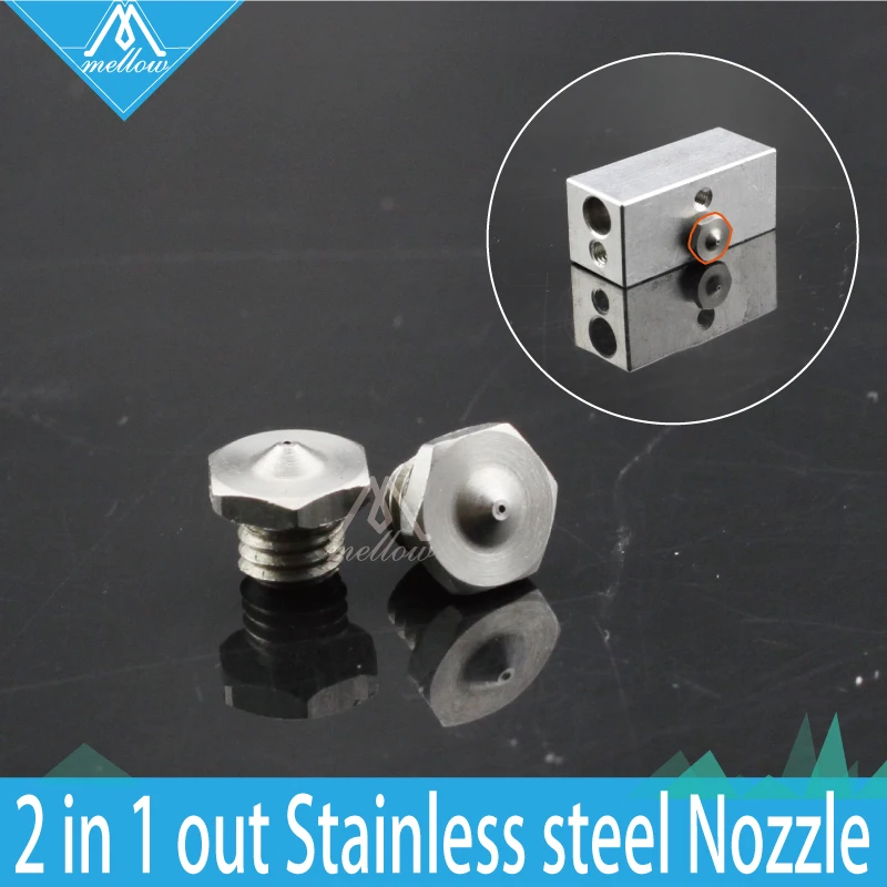 

New 3D printer parts Extrusion Single Head Hot End Multi Color Extruder 2 in 1 out Cyclops HotEnd 0.4mm stainless steel Nozzle