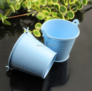 

Free Shipping 20X Sky Blue Mini Wedding Candy Buckets Wedding Pails Wedding Favor Metal Buckets Wedding Candy Box