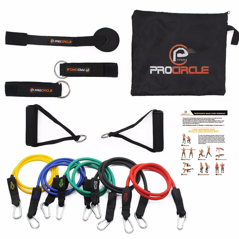 Procircle Resistance Bands Set Pcs Expander Tubes Rubber Band For Resistance Training