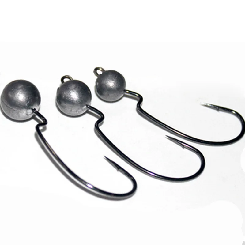 JSFUN 5pcs 3.5g 5g 7g Exposed Lead Jig Head Hooks Fishing Bait Soft