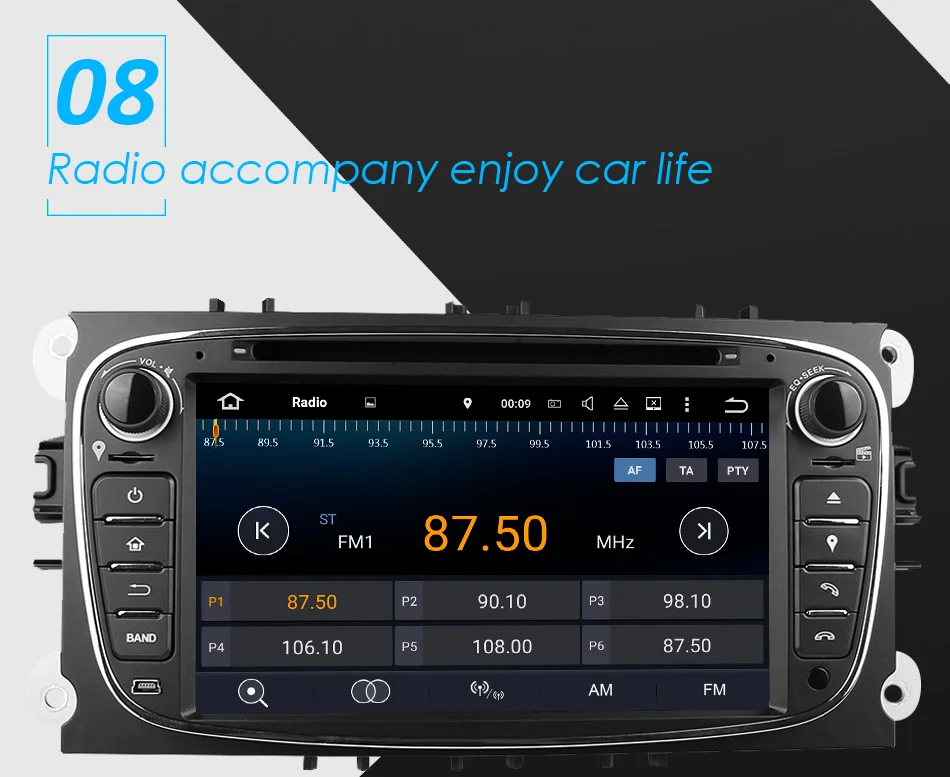 Excellent Eunavi Quad core 2G RAM Android 9  2 din Car DVD Player Car Radio GPS Navi for Ford Focus Galaxy with Audio tereo Head Unit 14