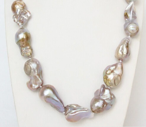 

xiuli 001864 Stunning big Baroque 28mm purple Reborn Keshi pearls necklace