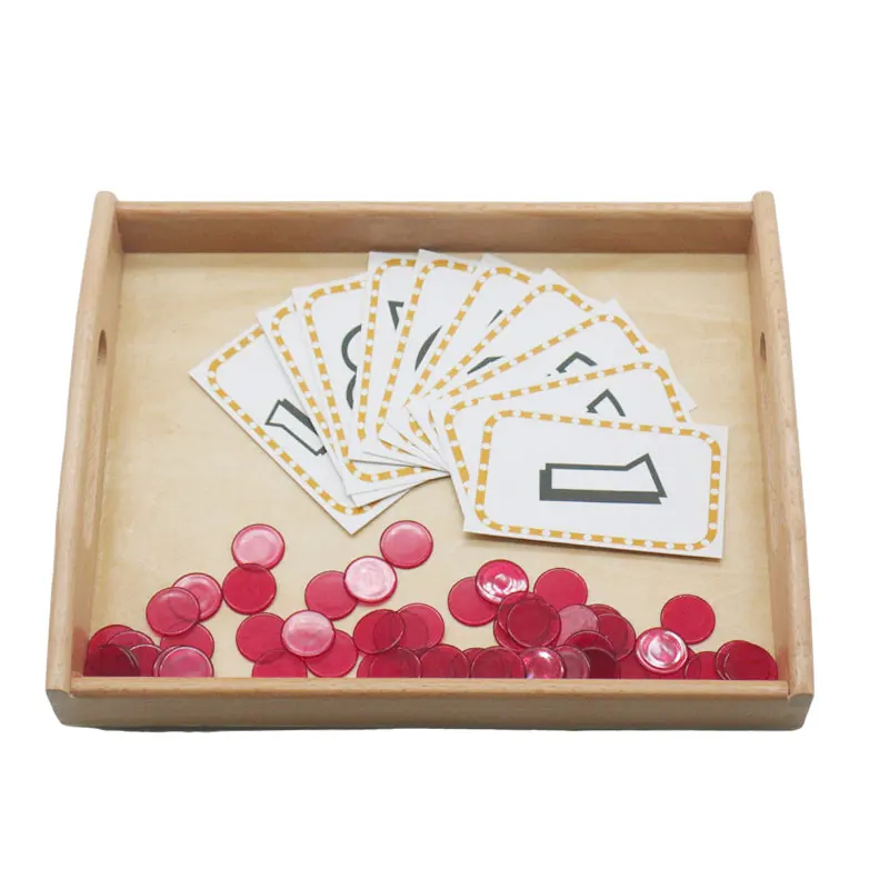 

Montessori Math Toys Number Cards Plastic Dices with Wooden Tray Educational Math Learning Toys For Children UA3165H