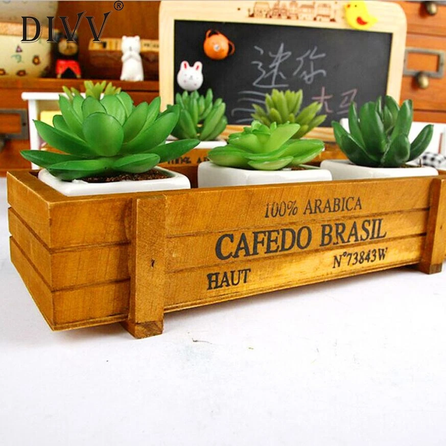 DIVV Vintage Wooden Storage Boxes Kitchen Case