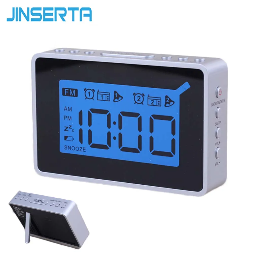 JINSRETA lcd цифровое fm-радио с двойным будильником функция повтора сна с отображением мощности времени часы радио