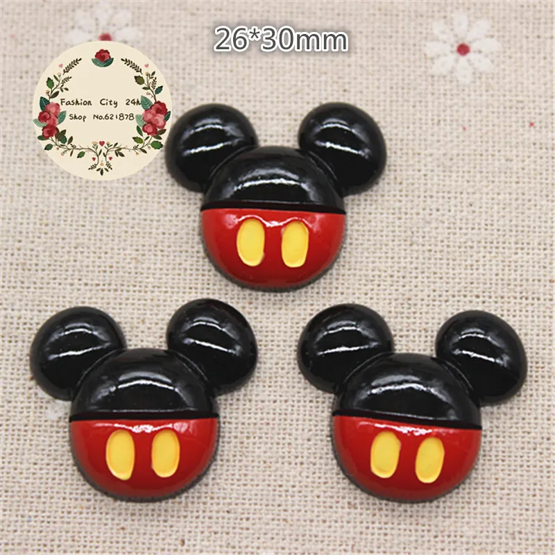 

10PCS Kawaii Resin Mickey Flatback Cabochon Embellishment Accessories DIY Scrapbooking Craft Making,26*30mm