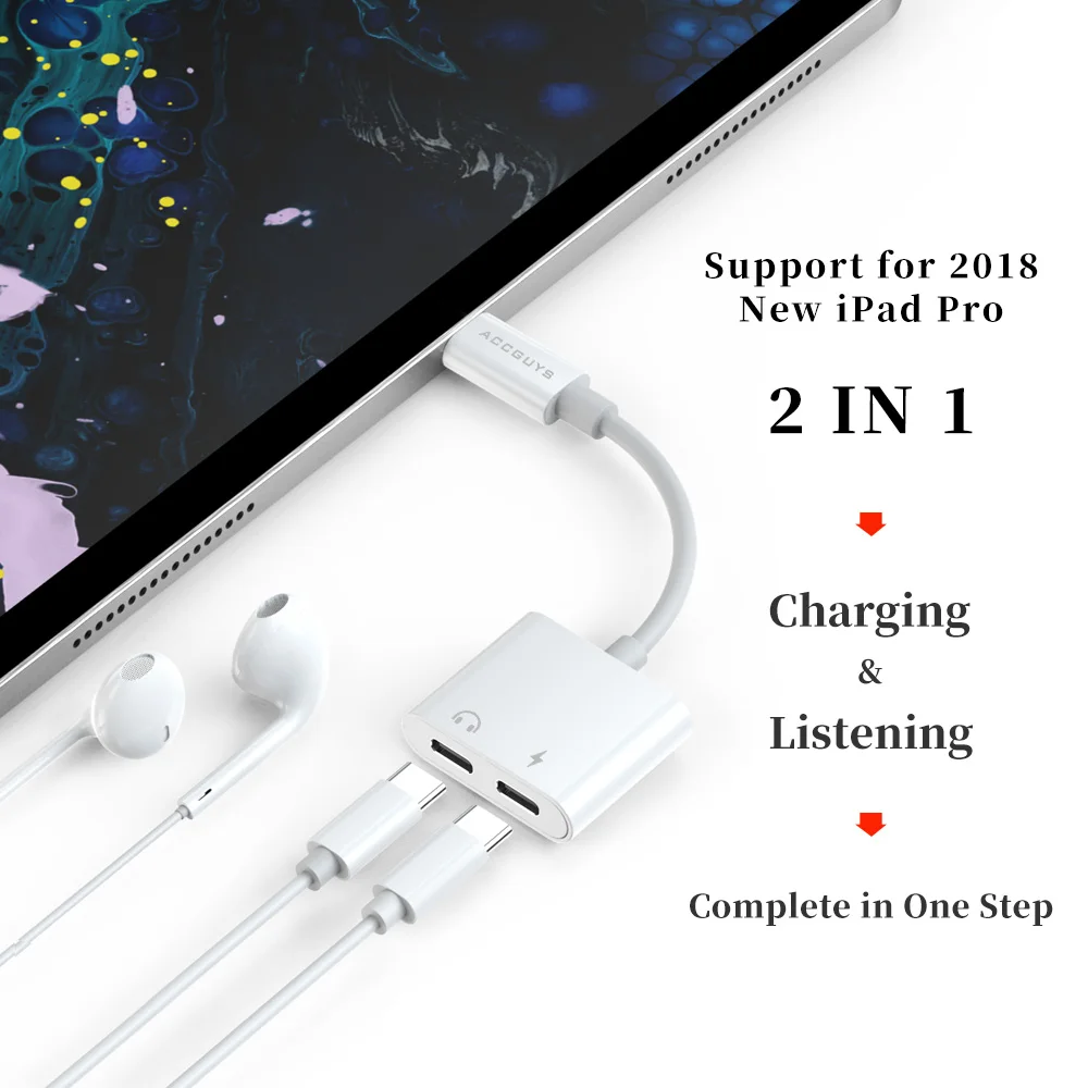 ACCGUYS двойной тип C Jack Aux аудио кабель адаптер USB PD Быстрая зарядка конвертер для iPad
