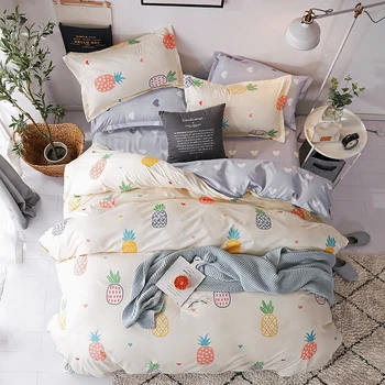 

Hot sale Colorful pineapple Bedding Sets Pineapple Duvet Cover3/4pcs Cartoon new fashion Bed sheets Single Twin Full Queen Size