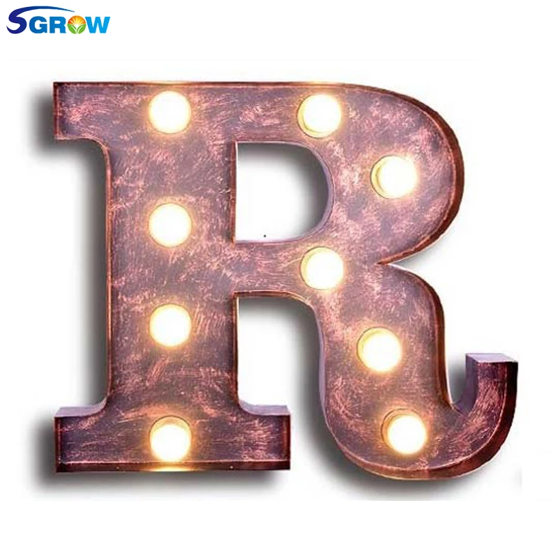 SGROW Metal Letter R Wall Lamp Light for Bedroom Living Room Art