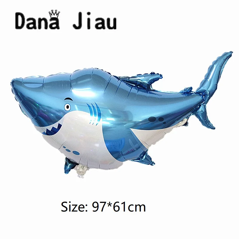 dana jiau NEW pirate shark birthday party helium balloon 6th years old boy cartoon big ocean animal theme toy ball Decoration - Цвет: BIG