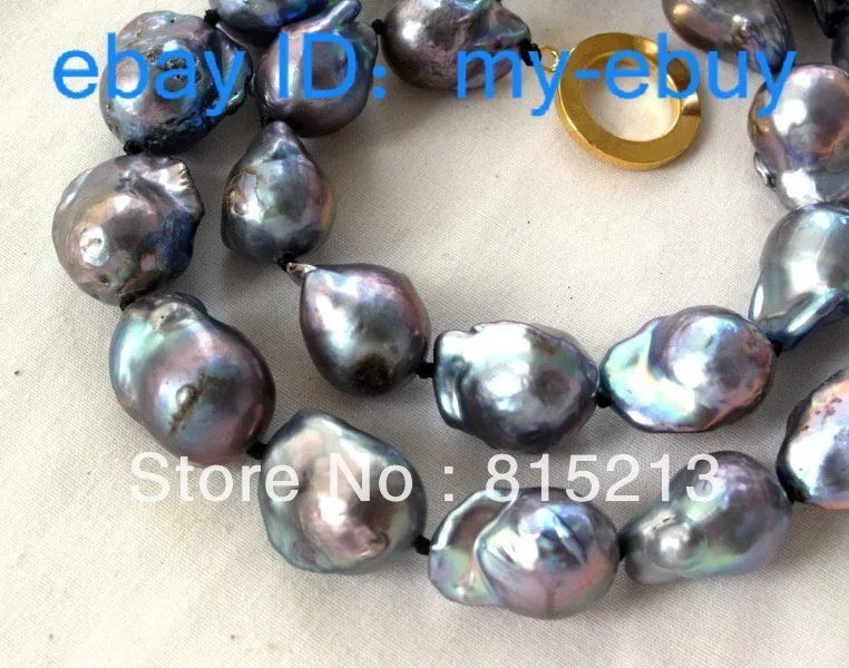 

ddh00784 20mm Black Blue Rainbow Keshi KEISHI Baroque Pearl Necklace 14K GP