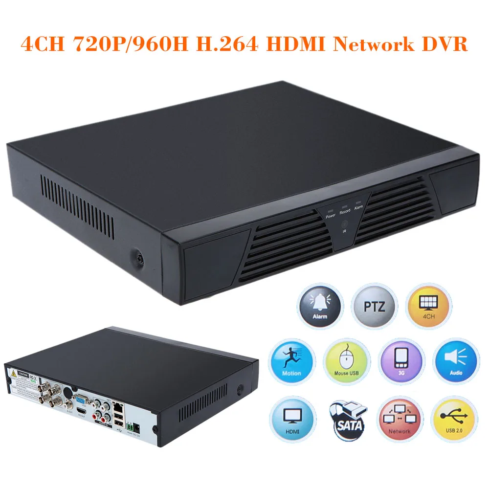 CCTV DVR 4 Channel 720P/960H DVR Recorder 4CH H.264 CCTV Home Security DVR Video Recorder Standalone With Remote Controller